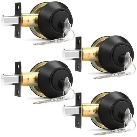 B0cllmnd43 Probrico 4 Pack Black Single Cylinder Deadbolt Lock Set Keyed One Side Door