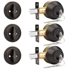 Probrico B0cllnn86k 3 Pack Oil Rubbed Bronze Single Cylinder Deadbolt Lock Set Keyed One