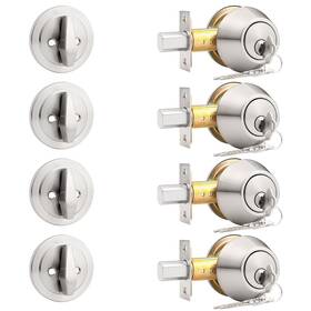 Probrico B0cllpq5gc 4 Pack Satin Nickel Single Cylinder Deadbolt Lock Set Keyed One Side