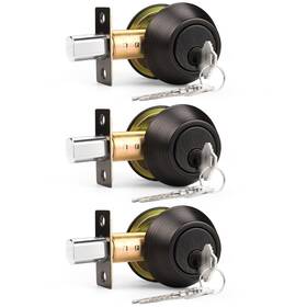 Probrico B0d1brkp46 Oil Rubbed Bronze Round Double Cylinder Deadbolt Lock Keyed Both Side