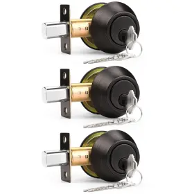 B0d1brkp46 Probrico Oil Rubbed Bronze Round Double Cylinder Deadbolt Lock Keyed Both Side
