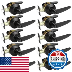 B0d1y1pm2z Probrico 10 Pack Black Privacy Lever Door Handles Keyless Handle Set For
