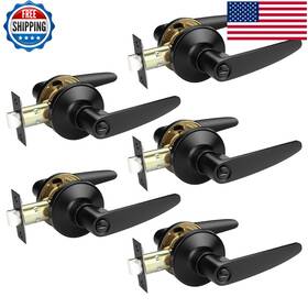 Probrico B0d1y4jv5y 5 Pack Black Privacy Lever Door Handles Keyless Handle Set For