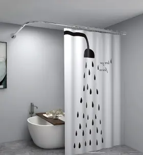 Sus304v Protalwell 60-30 Corner Shower Curtain Rod Size 60 Inch X30 Sliver Color Stainless Steel 304 L