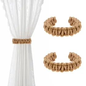 617837 Ptwola 1 Braided 2 Pack Boho Curtain Tiebacks Farmhouse Rustic Curtains Tie Backs Flex