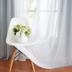 Omrd2-54gy Purainbow Ombre Chiffon Sheer Curtains 54 Inch Length For Living Room Bedroom Crinkle