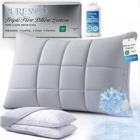 Puresnoo 782926894207 Cooling Adjustable Pillow For Side Sleepers Silver Infused Bed Cool