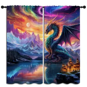 Pymatytn 186151186771 Dragon Blackout Curtains For Boys Girl Bedroom Decor Fantasy Creature Castle
