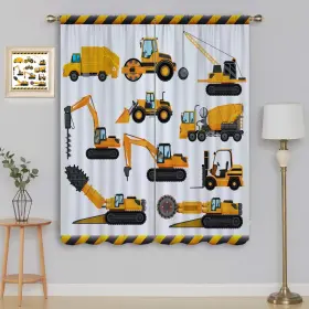 Pymatytn 262330516552 Construction Car Blackout Curtains For Boy Girl Room Darkening Decor Yellow C