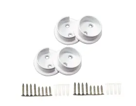 Ps05-002 Qcaa Heavy Duty Solid Metal Closet Rod Socket Set 1-3/8ftft Matte White 2 Pa
