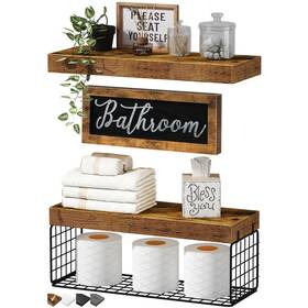 Qeeig B0cdvxrkzy Bathroom Shelves Over Toilet - Paper Storage Wall Mounted Farmhouse Decor