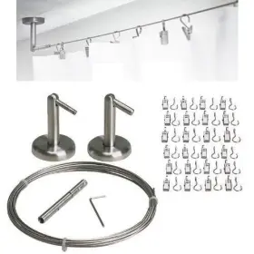Qeiara 705911505070 Qq-outlet Wirepro Curtain Wire Rod Set Stainless Steel Multi-purpose 16.5ft Wi