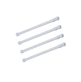 Qinsou 675663083372 4 Pack Spring Tension Curtain Rod 23.6-43.3 Inches Rods Cupboard Bar