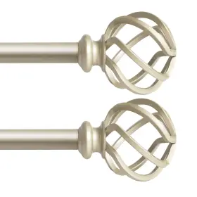 Qiteri 954476336054 Drapery Window Curtain Rod 3/4 Inch Diameter Single With Twisted Cage