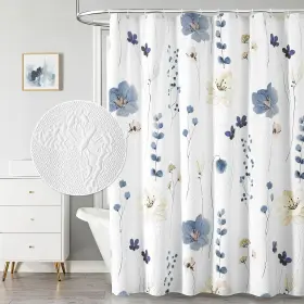 P5717gy-3d1 Qiyi Watercolor Floral Shower Curtain 3d Embossed Butterflies Grey Beige Flo