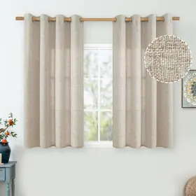 Qmg03722cw2s5254 Quemas Short Linen Curtains 54 Inch Length For Small Window Light Filtering Thick B