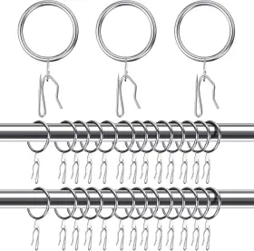Qunclay 744110714685 100 Set 1.26 Inch Metal Curtain Rings With Eyelets Hooks For Dra