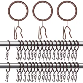 Wv-qunclay-5393 Qunclay 100 Set 1.26 Inch Metal Curtain Rings With Eyelets Hooks For