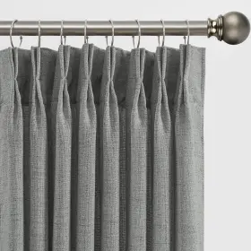 Rc-hzcl-11grey-42140 Rain City 2 Panels Set Extra Long 140 Inch Curtains - Pinch Pleated With Hooks Textured