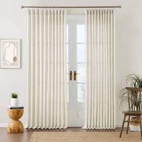 Rain City Rc-hzcl-rc1-70108 Natural Pinch Pleated Curtains 108 Inches Long Set Of 2 Linen Drapes Back Ta