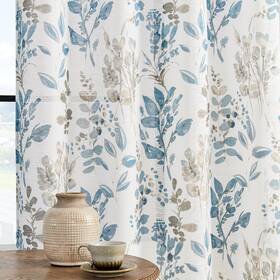 Ravorrato Ro23002-m02 Semi Sheer Curtains 84 Inches Long Light Filtering Floral For Living