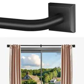 Cr027-48-90bk Rbycos Black Curtain Rods For Windows 48-90inch 4-7.5ft Heavy Duty Wrap Around Blac