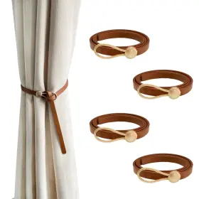 Rddconkit 768563011399 Leather Curtain Tie Backs 4 Piece Minimalist Drapery Tiebacks Windo