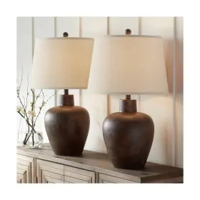 88e51 Regency Hill Glenn Farmhouse Rustic Southwestern Natural Cottage Table Lamps