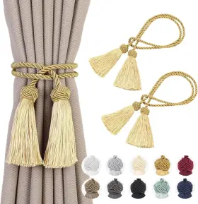 Remunkia 313099275229 2 Pack Curtain Tiebacks Curtains Tie Back With Tassels- Holdbacks Tassel