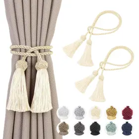 Re-clk-tassel-2-beige-us Remunkia 2 Pack Curtain Tiebacks Curtains Tie Back With Tassels- Holdbacks Tas