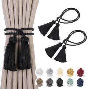 Remunkia Re-clk-tassel-2-black-us 2 Pack Curtain Tiebacks Curtains Tie Back With Tassels- Holdbacks Tassel