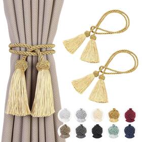 Remunkia Re-clk-tassel-2-gold-us 2 Pack Gold Curtain Tiebacks Rope Tassel Decorative Holdbacks