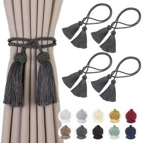 Remunkia Re-clk-tassel-4-charcoal-us 4 Pack Curtain Tiebacks Curtains Tie Back With Tassels- Holdbacks Tas