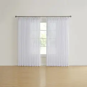 Simpl-whit9663 Renaissance Home Fashion Simplicity Sheer Pinch Pleated Drape Pair Elega