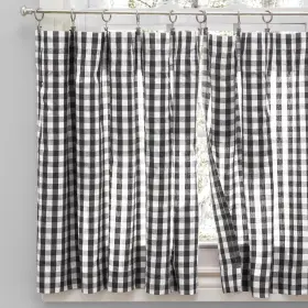 Ricardo 842249042454 Checkmate Rod Pocket Kitchen Curtains - Tier Swag Or Black 70 Inch W X 36 L Pai