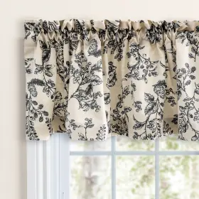 Ricardo 842249046117 Waverly Gardens Rod Pocket With Header Kitchen Curtains - Black 42 Inch W X 13 L Inse