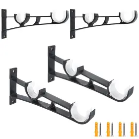Sdd210714021 Rierdge 4 Pcs Sturdy Double Curtain Rod Brackets Wall Mount Holder Heav
