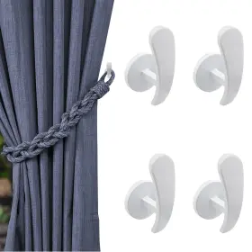 Sdd221117hoo-1 Rierdge 4 Pack White Curtain Tieback Hooks Holdback For Wall Mounted