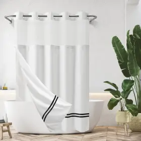 Je-150b-61abk River Dream Shower Curtain With Snap In Liner No Hooks Needed