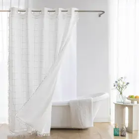 Je-ylow7174 River Dream Farmhouse Shower Curtain With Snap-in Liner No Hooks Needed Boho Fabric Showe