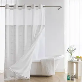 Je-ylow7174w River Dream Farmhouse Shower Curtain With Snap-in Liner No Hooks Needed Fabric C
