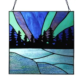 River Of Goods 810105590265 Whispering Pines Stained Glass Window Pane In