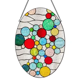 River Of Goods 810105590401 Multicolored Dots Oval Stained Glass Window