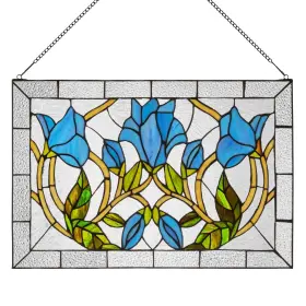 River Of Goods 810105595864 16-in H Blue Floral Vines Multicolored Stained Glass Window