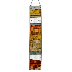 River Of Goods 810105595949 Geometric Waves Stained Glass Window Panel - 6.25 Inch X 0.25 36
