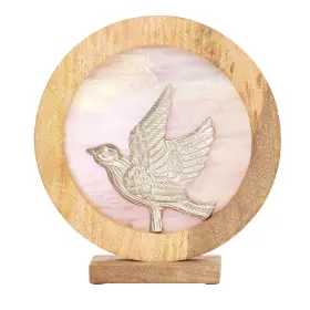 River Of Goods 810105596083 Round Decorative Stained Glass Mango Wood Stand - 13 Inch X 3 14