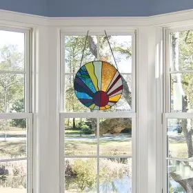 River Of Goods 818140025292 12.75 Inch H Serenity Stained Glass Window Panel Blue