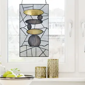 River Of Goods 818140025308 18 Inch H Namaste Stained Glass Window Panel Grey