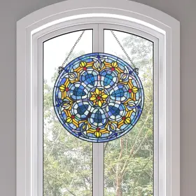 River Of Goods 818140025896 19.5 Inch H Chartres Cathedral Stained Glass Blue/yellow/orange