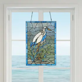 River Of Goods 818140029436 18-inch Majestic Crane Stained Blue/white/green/or